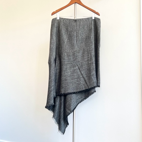 Anne Klein Black & White Tweed Asymmetrical Fringe Midi/Maxi Skirt Size 16 - Picture 4 of 12